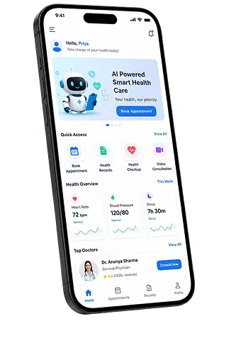 AI Smart Healthcare Platform screen shown on a phone