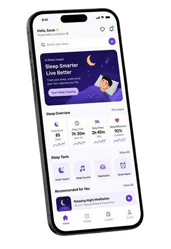 AI Sleep Monitoring App screen shown on a phone