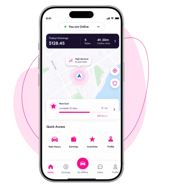 Driver app screen
