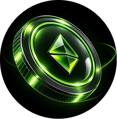 Glowing green RWA token