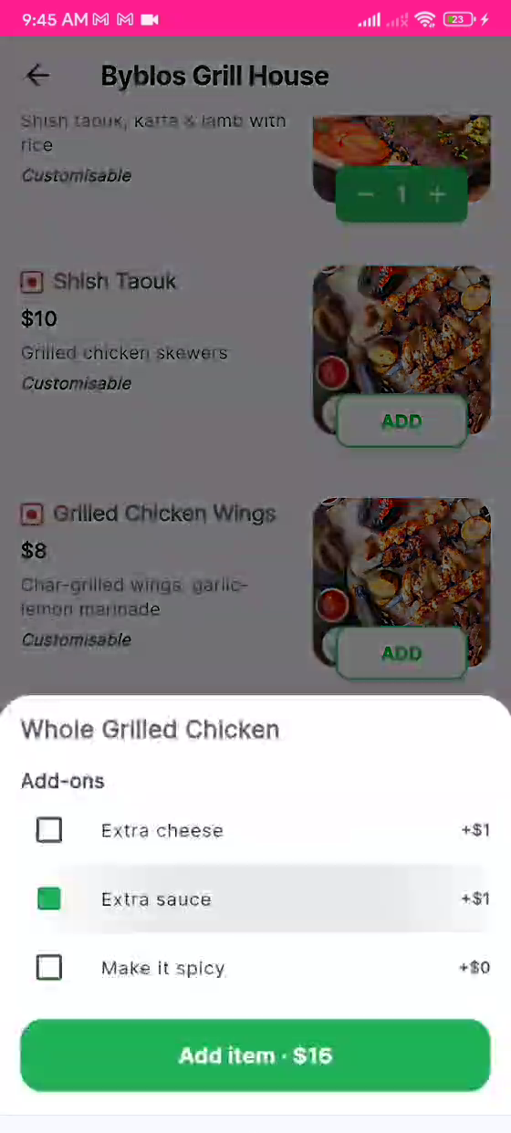 FoodStar app — Customize your order