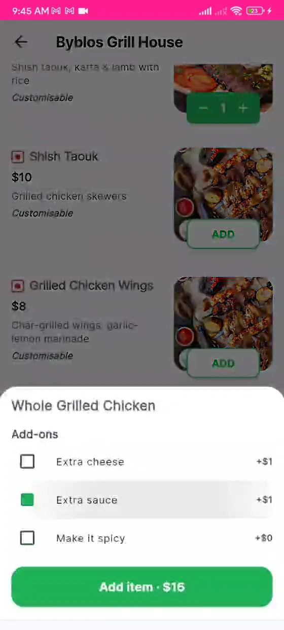 FoodStar app — Customize your order