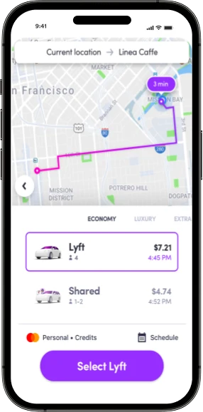 Lyft-Like App mobile mockup