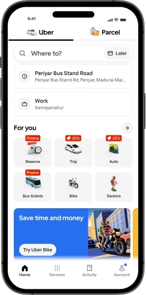 Uber-Like App mobile mockup
