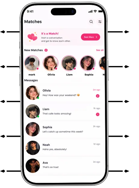 Dating app matches screen