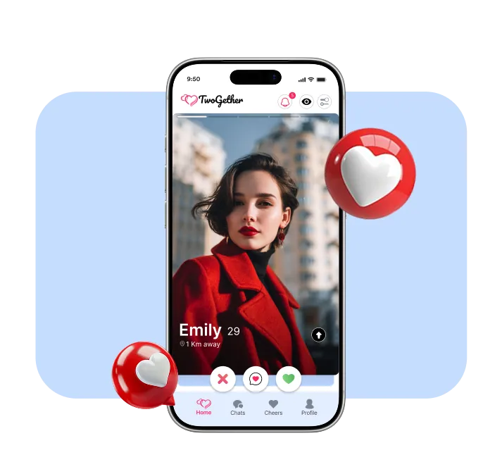Next-generation Tinder clone app screen