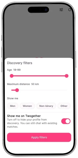 Discovery filters screen