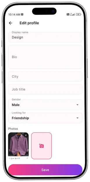 Edit profile screen