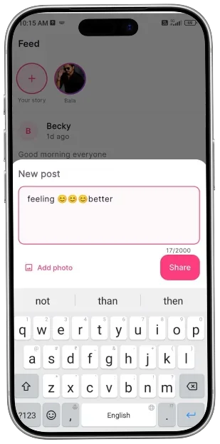 New post screen