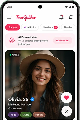 Android dating app home screen
