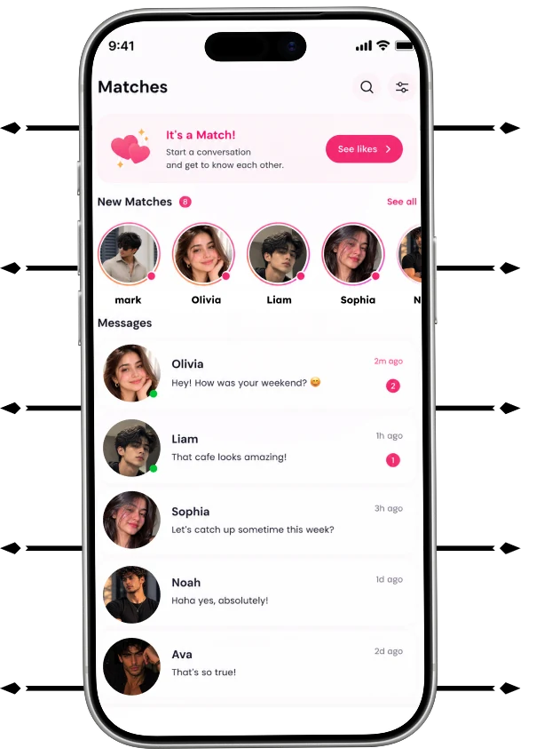 Dating app matches screen