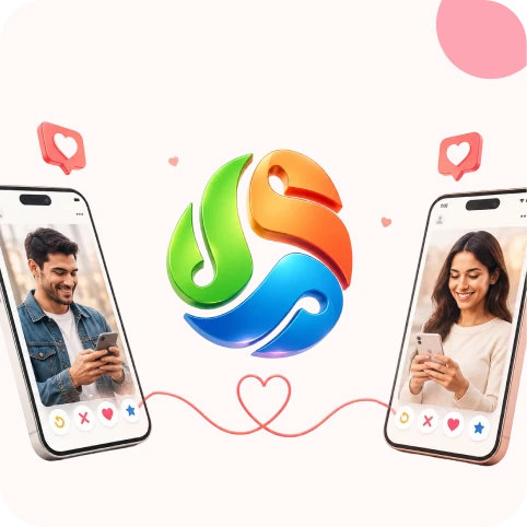 Two people matching on an AI dating app