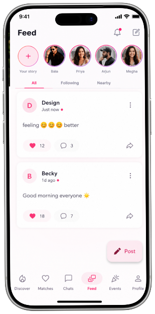 Tinder clone app screen 1