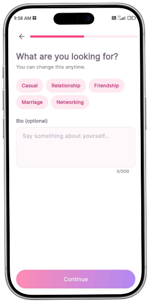 Tinder clone app screen 4