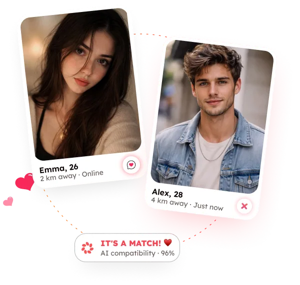 Tinder clone profile match cards